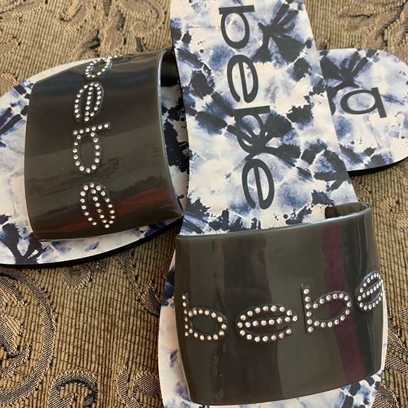 1-pair of flip flops sandals white PVC with rhinestones - Picture 2 of 5